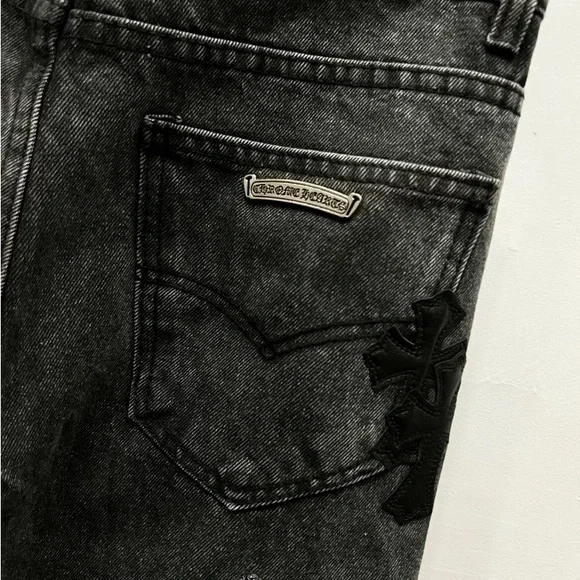 Chrome Hearts Dark Gray Jeans with Black Crosses